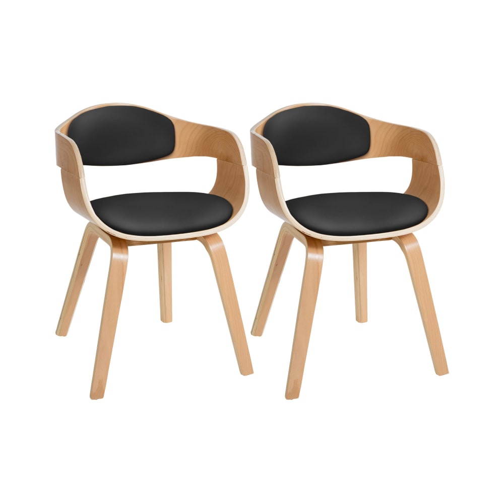 wohnli-moebel-suche-M23067979 Wohnli Möbelsuche - 2er Set Stühle mit Holzgestell und Sitz aus Kunstleder natura/schwarz