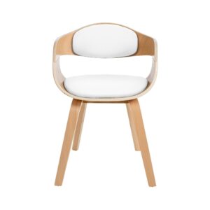 2er Set Stühle mit Holzgestell und Sitz aus Kunstleder natura/weiß 46x73x49cm PVC und Synthetik Weiß CLP Möbel Esszimmermöbel Stühle