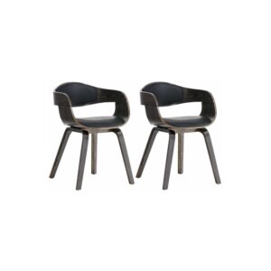 wohnli-moebel-suche-M23067985 Wohnli Möbelsuche - 2er Set Stühle mit Holzgestell und Sitz aus Kunstleder schwarz/grau