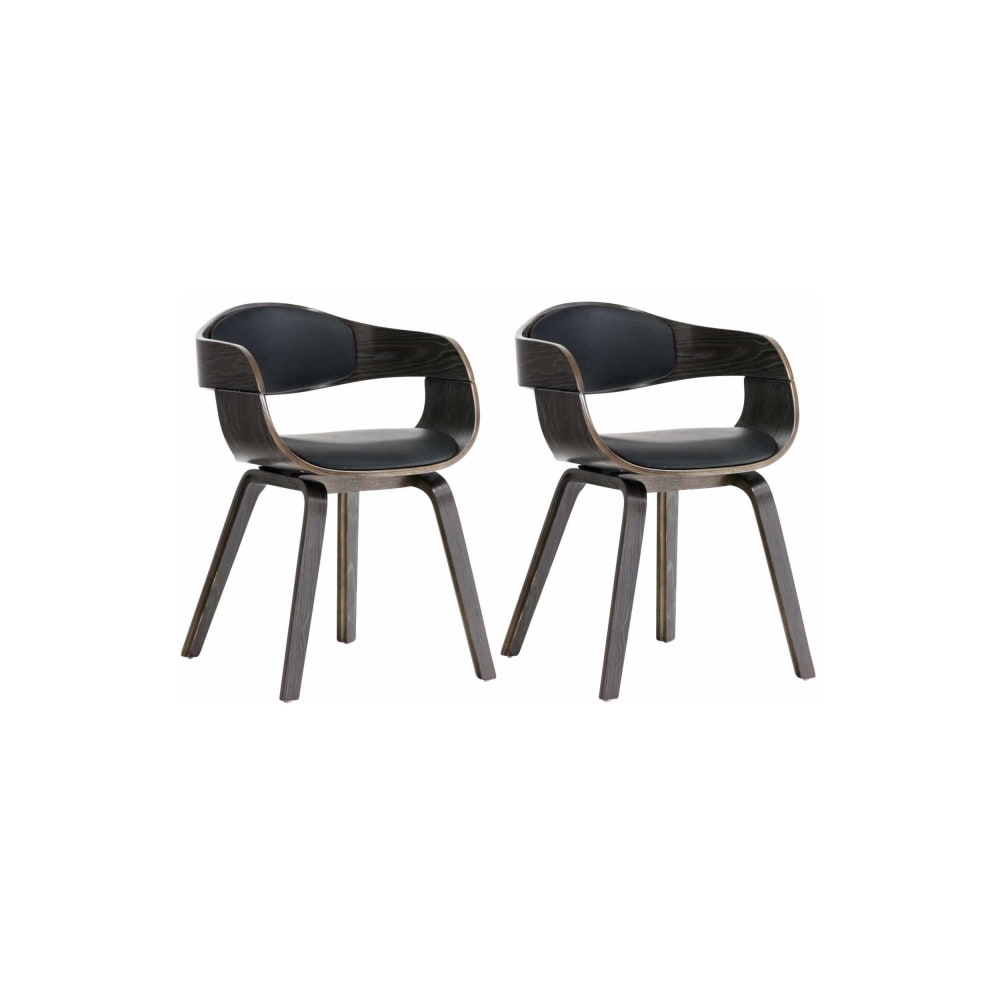 wohnli-moebel-suche-M23067985 Wohnli Möbelsuche - 2er Set Stühle mit Holzgestell und Sitz aus Kunstleder schwarz/grau