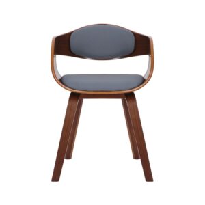 2er Set  Esszimmerstühle mit Armlehnen aus Kunstleder walnuss/grau 46x73x49cm PVC und Synthetik Grau CLP Möbel Esszimmermöbel Stühle