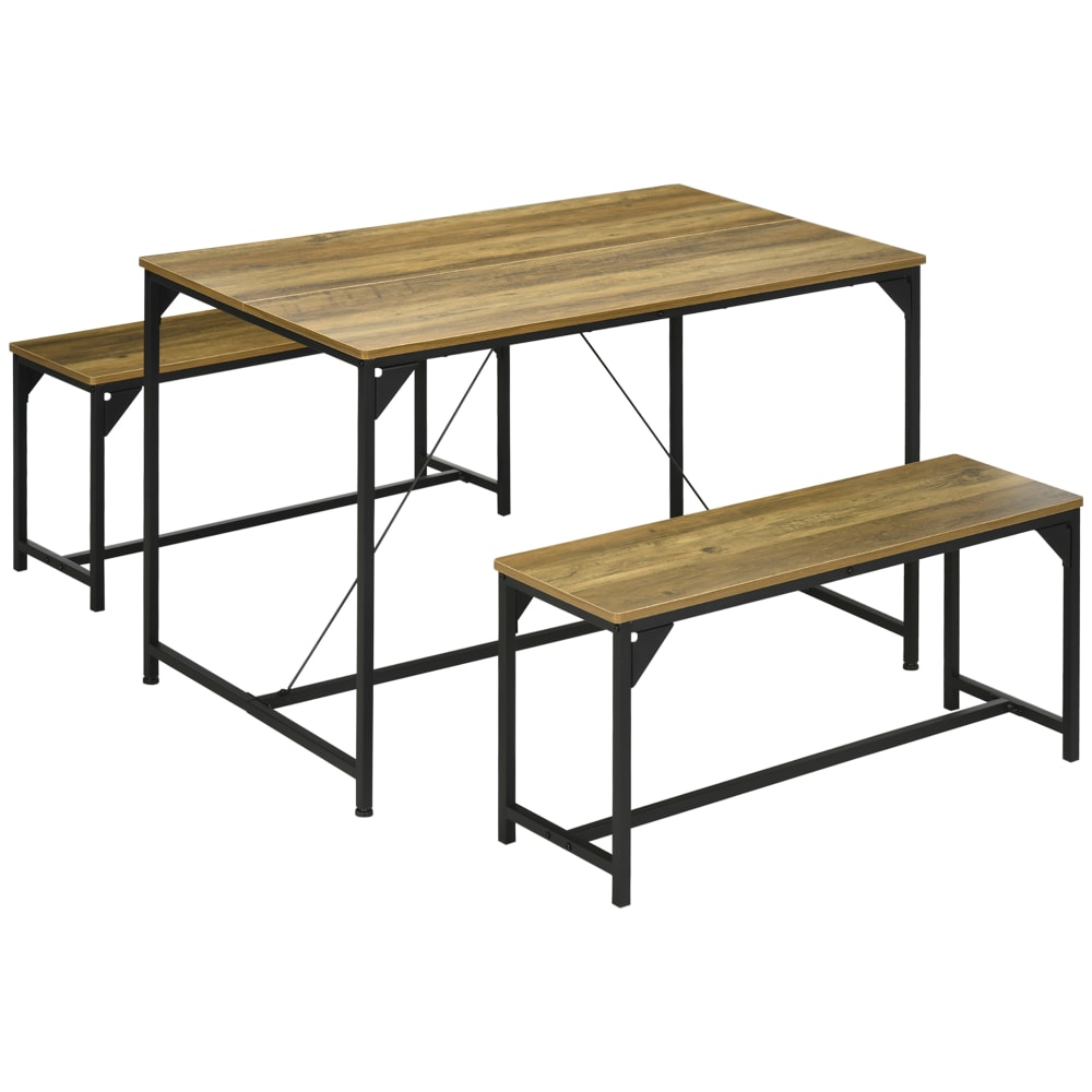 wohnli-moebel-suche-M23068556 Wohnli Möbelsuche - Ensemble table à manger et 2 bancs 4 personnes noir aspect bois clair
