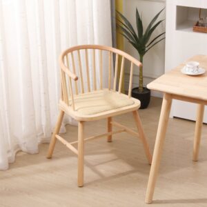 Esszimmerstühle (2er Set) aus Massivholz und Rattan Braun 51x69x60cm Holz Beige Nordlys Möbel Esszimmermöbel Stühle