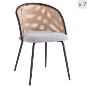 wohnli-moebel-suche-M23072223 Wohnli Möbelsuche - Esszimmerstühle (2er Set) aus Metall und Rattan Grau