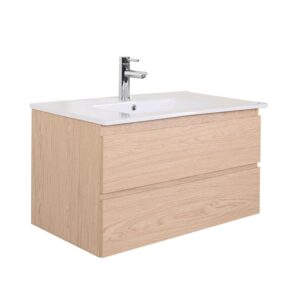 wohnli-moebel-suche-M23072610 Wohnli Möbelsuche - 80cm Waschtisch Eiche-Optik mit Becken & Chrom-Armatur