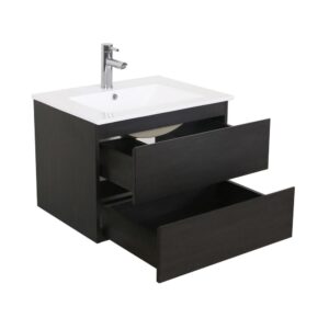 Waschtischunterschrank mit Einzelwaschbecken 60x43x43cm Spanplatte Schwarz Mob In Möbel Badezimmermöbel Waschbecken