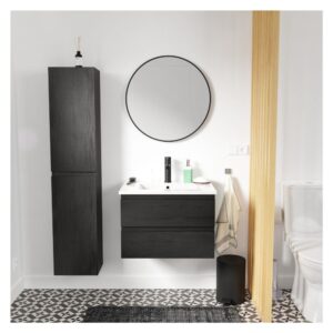 wohnli-moebel-suche-M23072633-1 Schlichte Möbel + Wasserhahn + Spiegel + -Säule 60x45x43cm Spanplatte Schwarz Mob In Möbel Badezimmermöbel Waschtische