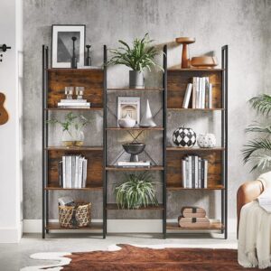 Regal 14 Ebenen Industrial-Stil - L158 x H166 cm - Schwarz 158x166x24cm Spanplatte Schwarz Calicosy Möbel Wohnzimmermöbel Regale