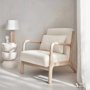 Sessel mit strukturiertem Bouclé-Bezug 65x79x80cm Stoff Beige sweeek Sofas und Sessel Sessel, Poufs und Fußbänke Sessel