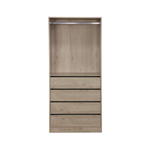 wohnli-moebel-suche-M23079318-1 Modul begehbarer Kleiderschrank 4 Schubladen 1 Kleiderschrank 80x180x45cm Spanplatte Braun Alice's Garden Möbel Schlafzimmermöbel Kleiderschränke