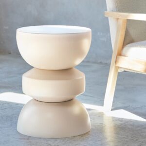 Beistelltisch aus elfenbeinweißem Metall Ø32 32x44x32cm Metall Weiß sweeek Möbel Wohnzimmermöbel Beistelltische