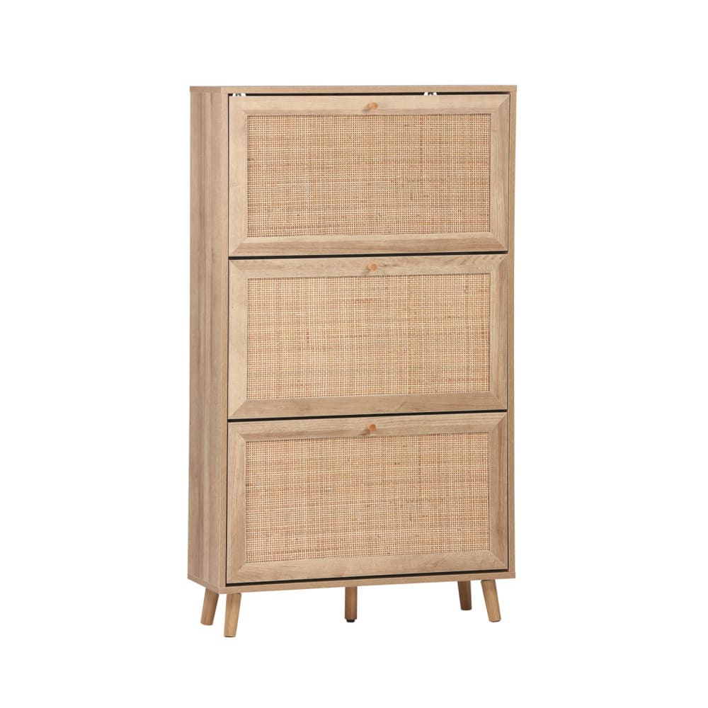 wohnli-moebel-suche-M23079335 Wohnli Möbelsuche - Schuhschrank mit 3 Klappen und Rattan-Geflecht B 75 cm