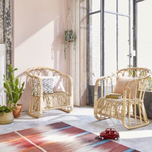 wohnli-moebel-suche-M23082101-1 Set aus 2 Rattansesseln Komfort 73x82x73cm Rattan Beige BERAH GETAH Sofas und Sessel Sessel, Poufs und Fußbänke Sessel