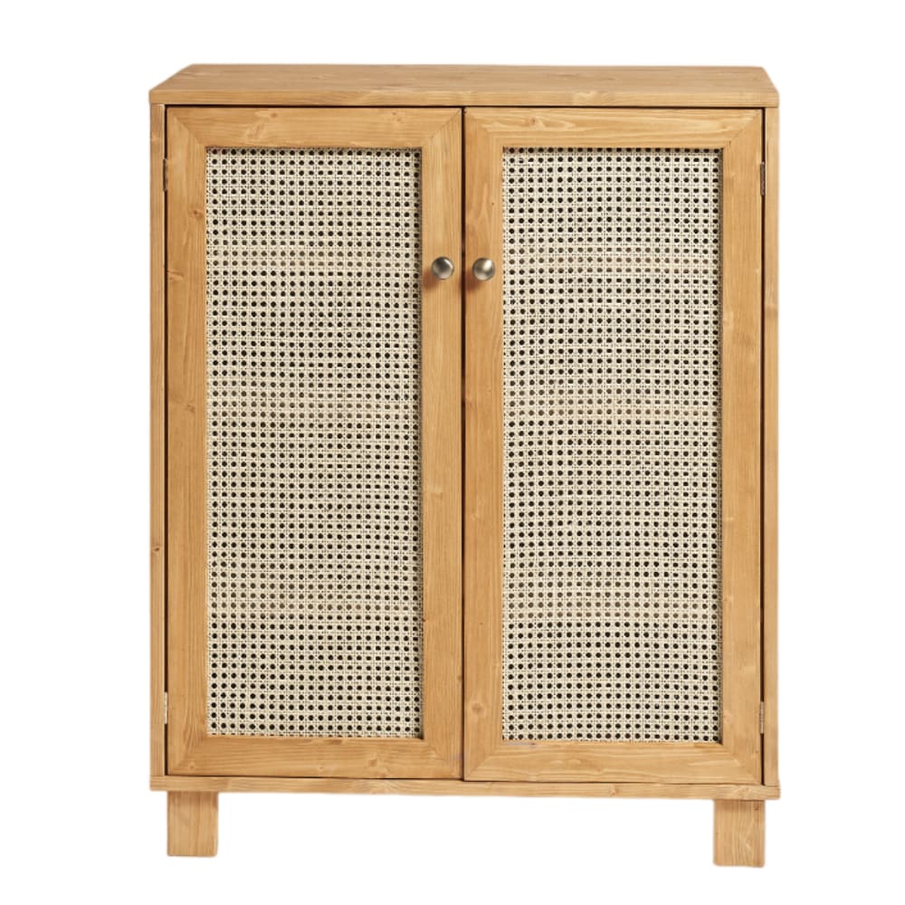 wohnli-moebel-suche-M23082912 Wohnli Möbelsuche - Schuhschrank Holz und Rattan Hellbraun 120 cm
