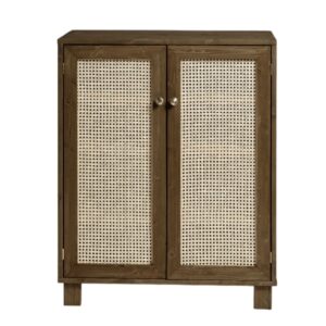 Wohnli Möbelsuche - Schuhschrank Holz und Rattan Braun 100 cm