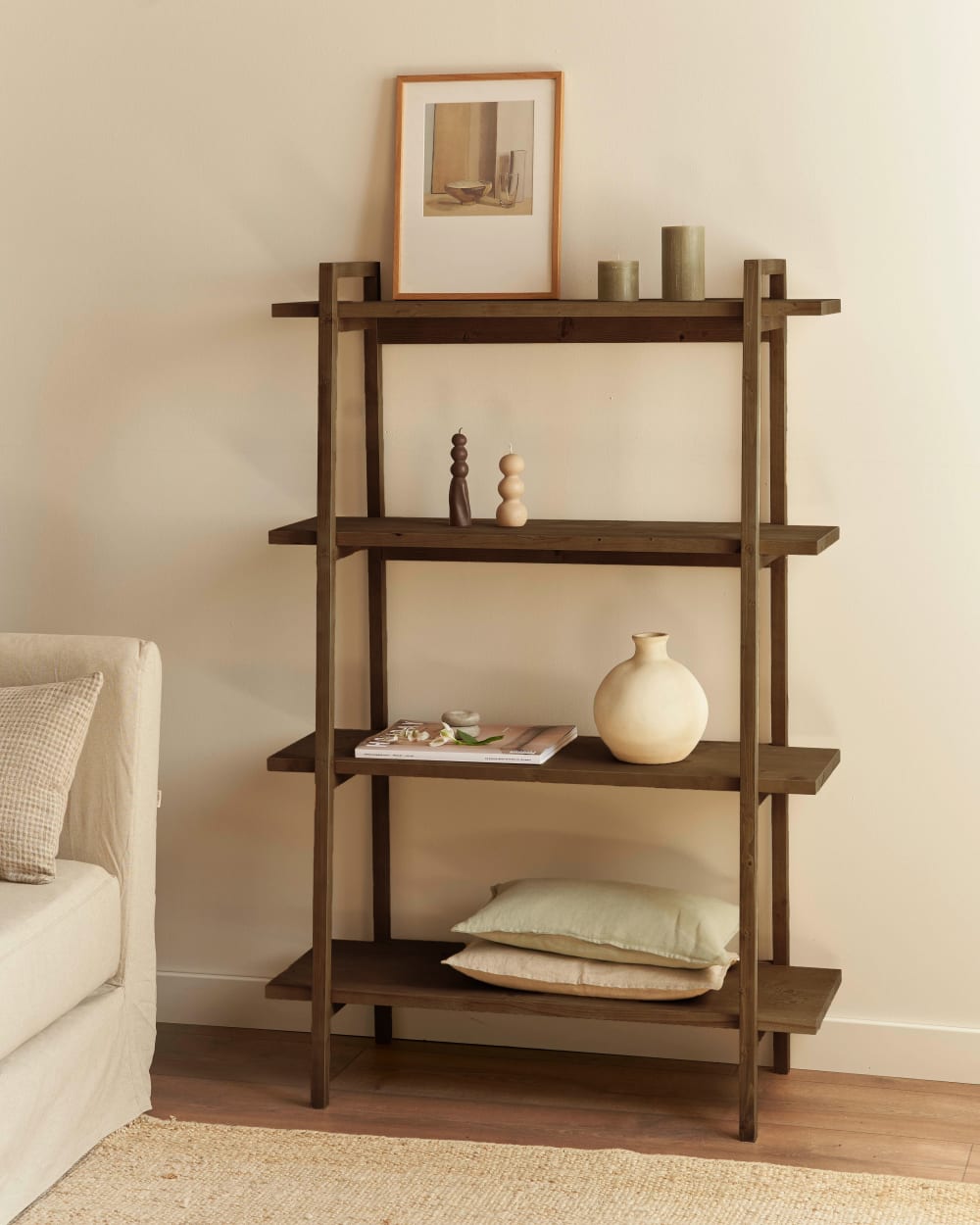 wohnli-moebel-suche-M23083040-1 Schuhschrank aus Holz Braun 80 cm 100x150x40cm Holz Braun Hannun Möbel Wohnzimmermöbel Regale