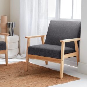 wohnli-moebel-suche-M23083218-1 Skandinavischer Sessel mit Stoffbezug dunkelgrau 64x73x69cm Stoff Grau sweeek Sofas und Sessel Sessel, Poufs und Fußbänke Sessel