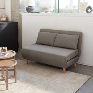wohnli-moebel-suche-M23083423-1 2-Sitzer Sofa mit Schlaffunktion Stoffbezug hellgrau 120x80x89cm Stoff Grau sweeek Sofas und Sessel Sofas Schlafsofas