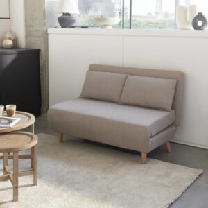 wohnli-moebel-suche-M23083425-1 2-Sitzer Sofa mit Schlaffunktion beige 120x80x89cm Stoff Beige sweeek Sofas und Sessel Sofas Schlafsofas