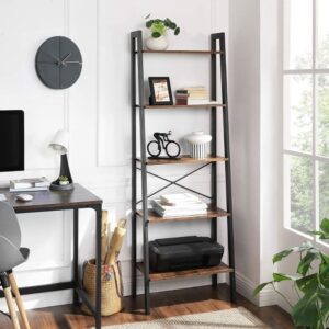 Regal mit 5 Ebenen im Industrial-Stil - H172 cm - Holzdekor dunkel 56x172x32cm Spanplatte Braun Calicosy Möbel Wohnzimmermöbel Regale