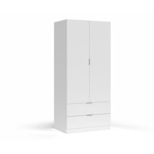 Wohnli Möbelsuche - Kleiderschrank 2 Türen 2 Schubladen weiß 180x81
