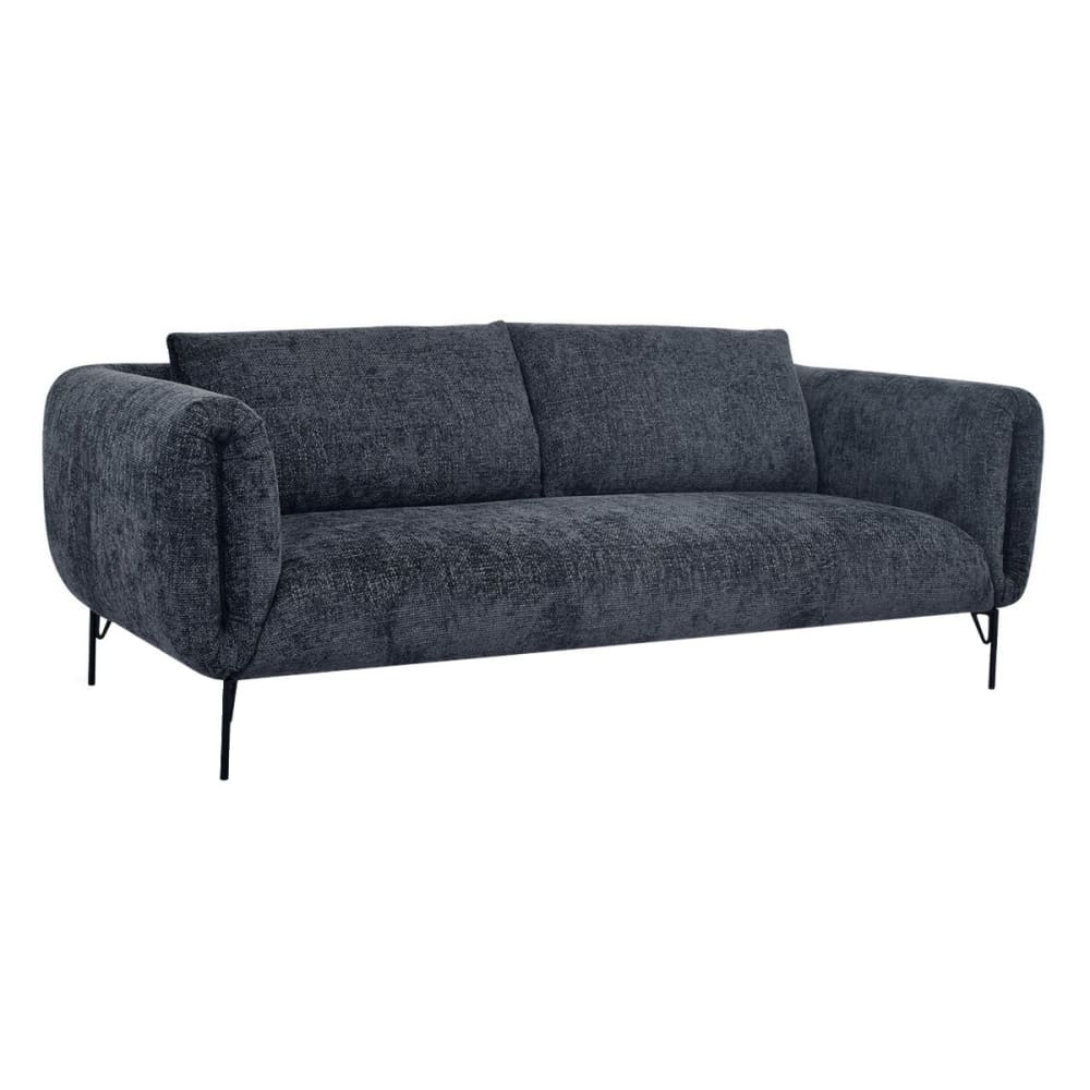 Wohnli Möbelsuche - 3-Sitzer-Sofa aus anthrazitfarbenem Stoff mit schwarzen Stahlfüßen