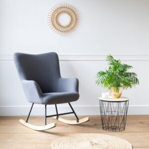 Schaukelsessel aus grauem Schlingenstoff 93x98x72cm Stoff Grau Happy Garden Sofas und Sessel Sessel, Poufs und Fußbänke Sessel