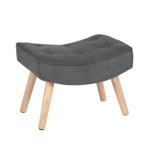 Wohnli Möbelsuche - Pouf im nordischen Stil mit Bezug in Dunkelgrau und Holzbeinen.