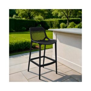 Barhocker wasserabweisend und UV-beständig aus Kunststoff schwarz 53x105x45cm Harz Schwarz CLP Möbel Esszimmermöbel Barhocker