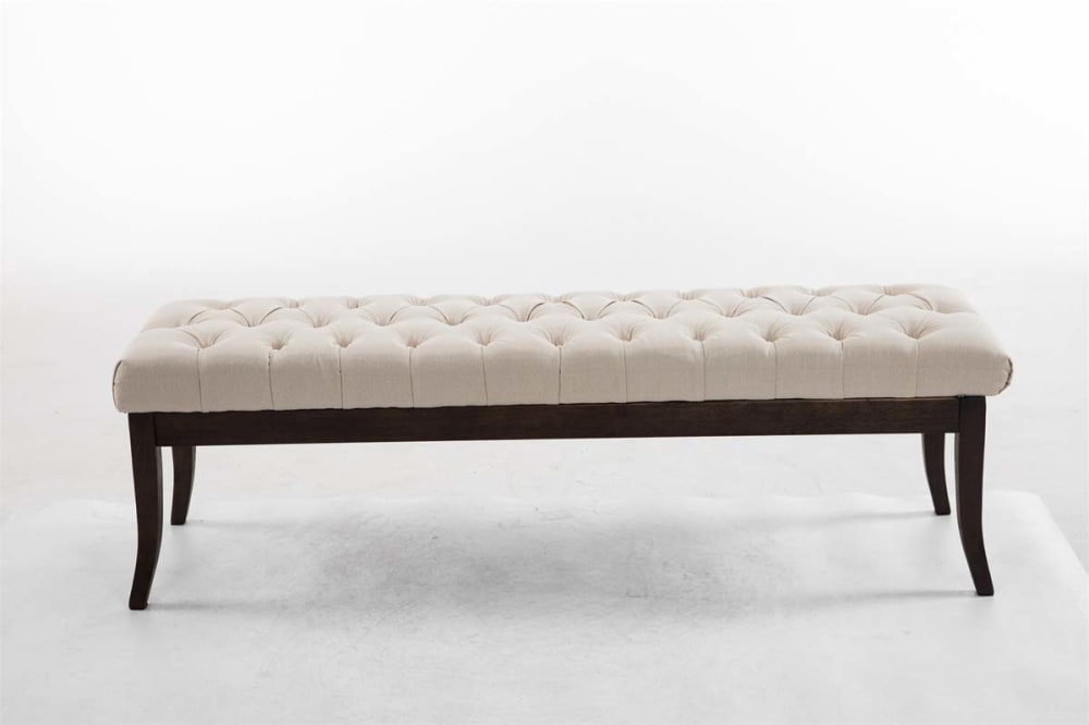 Sitzbank mit Holzgestell Polster aus Stoff creme 38x46x150cm Stoff Beige CLP Möbel Esszimmermöbel Sitzbank und Holzbank