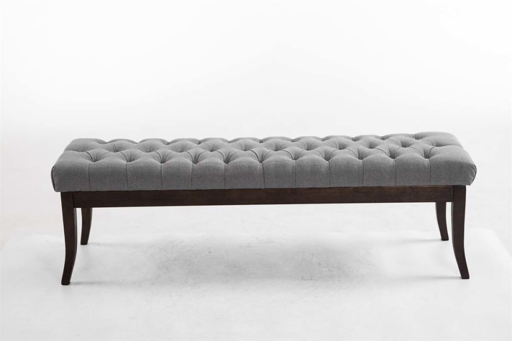 Sitzbank mit Holzgestell Polster aus Stoff grau 38x46x150cm Stoff Grau CLP Möbel Esszimmermöbel Sitzbank und Holzbank