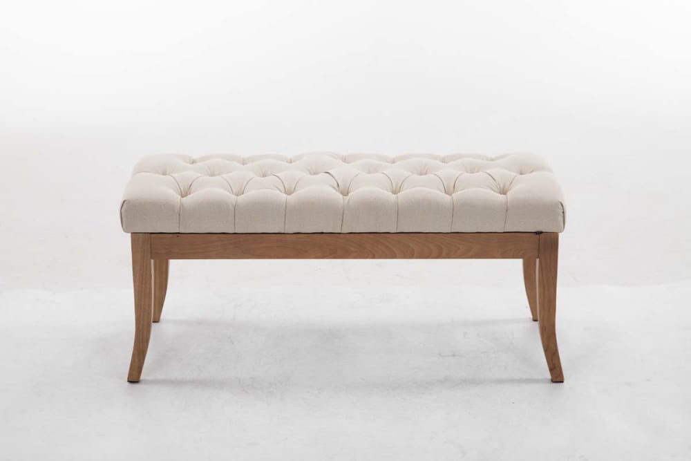 wohnli-moebel-suche-M23086616-1 Sitzbank mit Holzgestell Polster aus Stoff creme 38x46x100cm Stoff Beige CLP Möbel Esszimmermöbel Sitzbank und Holzbank