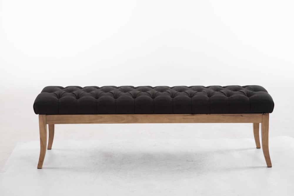 wohnli-moebel-suche-M23086669-1 Sitzbank mit Holzgestell Polster aus Stoff dunkelgrau 38x46x150cm Stoff Grau CLP Möbel Esszimmermöbel Sitzbank und Holzbank