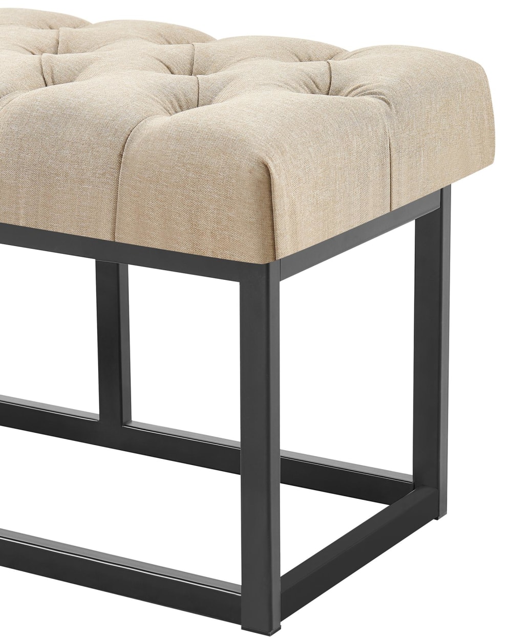 Sitzbank mit Metallgestell Polster aus Stoff taupe 38x46x100cm Stoff Grau CLP Möbel Esszimmermöbel Sitzbank und Holzbank