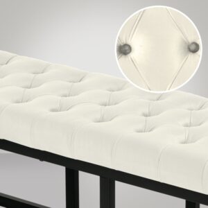 Sitzbank mit Metallgestell und Polsterung aus Samt creme 37x42x120cm Samt Beige CLP Möbel Esszimmermöbel Sitzbank und Holzbank