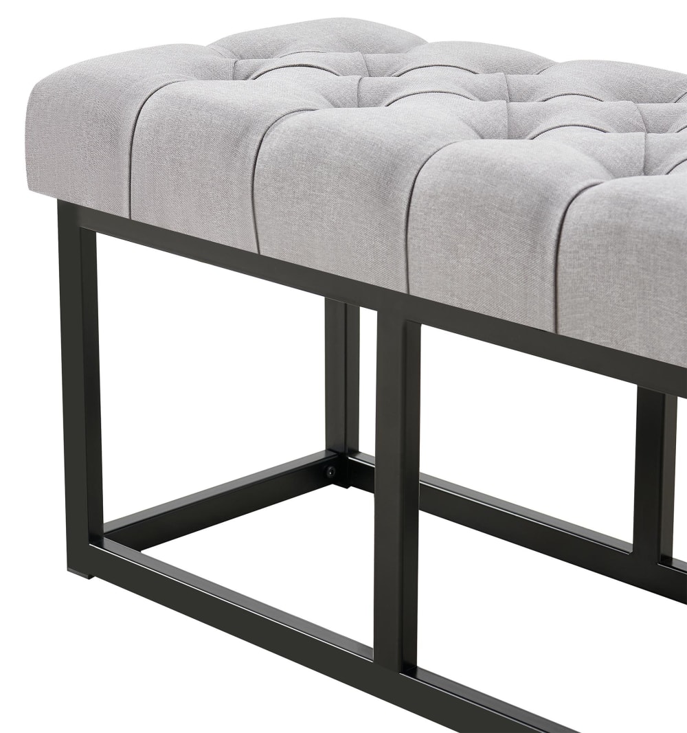 Sitzbank mit Metallgestell Polster aus Stoff grau 38x46x100cm Stoff Grau CLP Möbel Esszimmermöbel Sitzbank und Holzbank