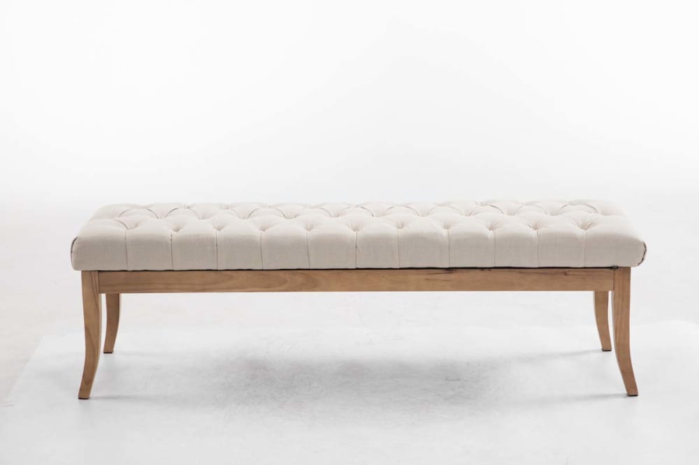wohnli-moebel-suche-M23086816-1 Sitzbank mit Holzgestell Polster aus Stoff creme 38x46x150cm Stoff Beige CLP Möbel Esszimmermöbel Sitzbank und Holzbank
