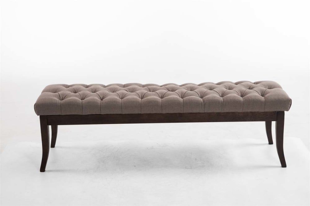 Sitzbank mit Holzgestell Polster aus Stoff taupe 38x46x150cm Stoff Taupe CLP Möbel Esszimmermöbel Sitzbank und Holzbank