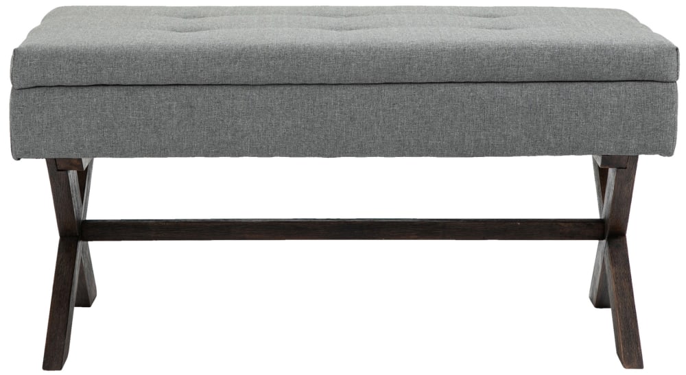 Sitzbank mit Holzgestell Polster aus Stoff grau 57x51x98cm Stoff Grau CLP Möbel Esszimmermöbel Sitzbank und Holzbank