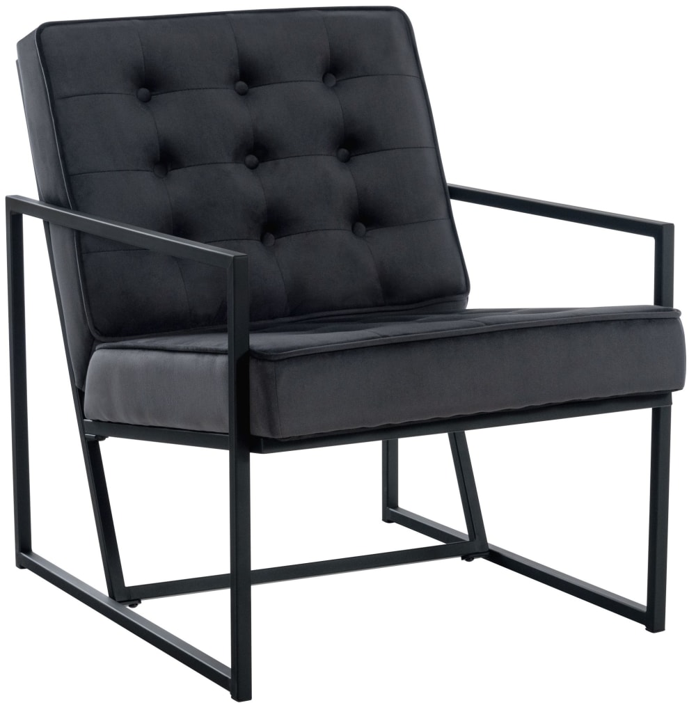 wohnli-moebel-suche-M23086898 Wohnli Möbelsuche - Lounger Sessel mit Metallgestell Polsterung aus Samt grau