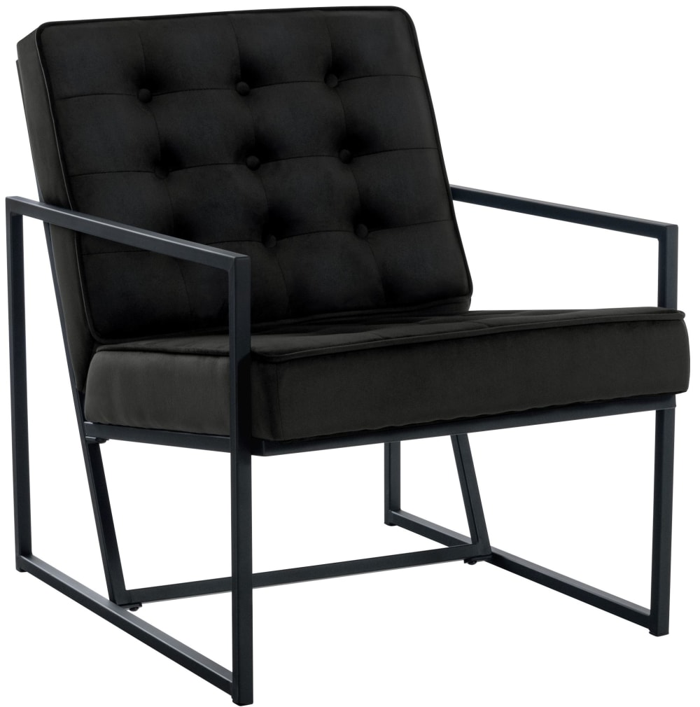 wohnli-moebel-suche-M23086899 Wohnli Möbelsuche - Lounger Sessel mit Metallgestell Polsterung aus Samt schwarz