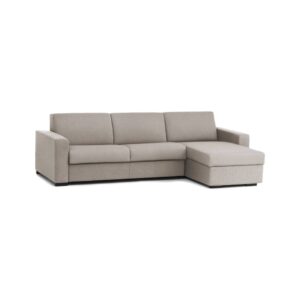 Wohnli Möbelsuche - Festes Sofa mit Halbinsel aus taubengrauem Stoff