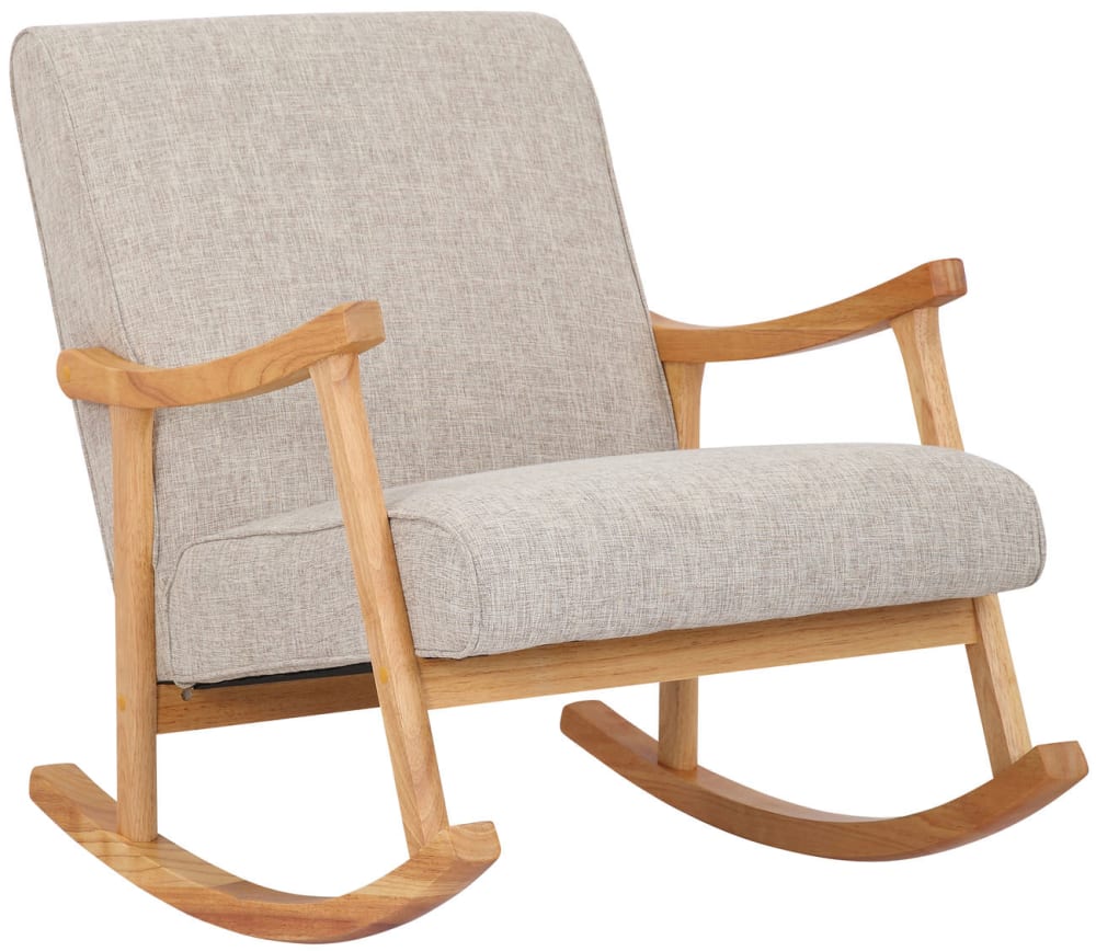 Wohnli Möbelsuche - Schaukelstuhl mit Armlehnen und Sitz aus Stoff creme