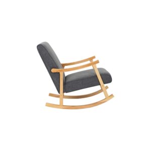 Schaukelstuhl mit Armlehnen und Sitz aus Stoff hellgrau 92x82x67cm Stoff Grau CLP Sofas und Sessel Sessel, Poufs und Fußbänke Sessel