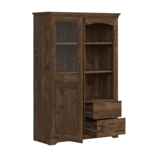 Geschirrschrank mit 2 Schubladen und 1 Tür, Dunkle Holzoptik, 158cm 103x158x44cm Spanplatte Braun Petits meubles Möbel Esszimmermöbel Geschirrschränke