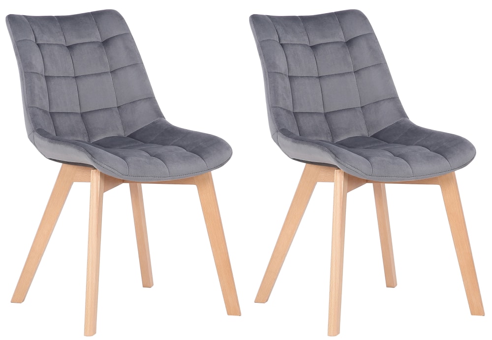 wohnli-moebel-suche-M23087609 Wohnli Möbelsuche - 2er Set Stühle mit Holzgestell und Sitz aus Samt grau
