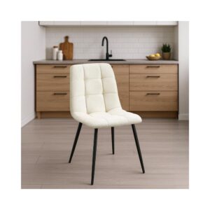 wohnli-moebel-suche-M23087613-1 Esszimmerstuhl mit Metallgestell aus Stoff creme 55x84x45cm Stoff Beige CLP Möbel Esszimmermöbel Stühle