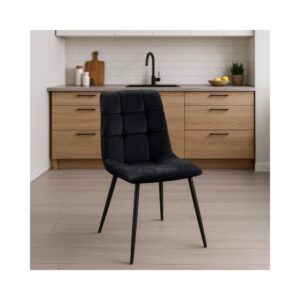 2er Set Esszimmerstühle mit Metallgestell Samt schwarz 55x84x45cm Samt Schwarz CLP Möbel Esszimmermöbel Stühle