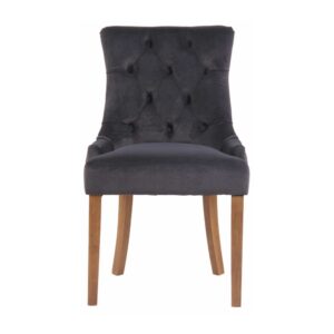 Esszimmerstuhl gesteppt mit Holzgestell aus Samt dunkelgrau 58x92x55cm Samt Grau CLP Möbel Esszimmermöbel Stühle