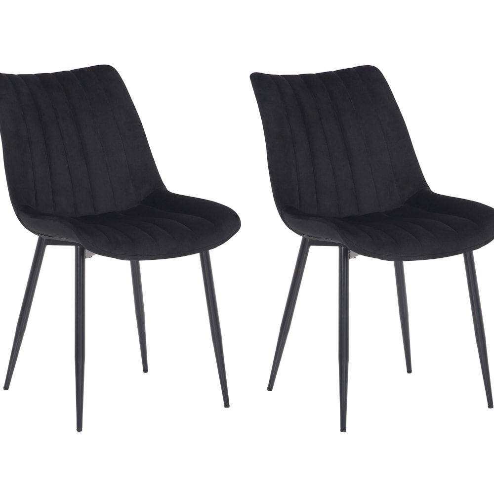 wohnli-moebel-suche-M23087637 Wohnli Möbelsuche - 2er Set Stühle mit Metallgestell Sitz aus Samt schwarz